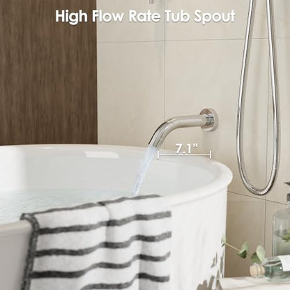 Gabrylly Shower System, 10" Bathtub Shower Faucets Set, Chrome | All Metal Rain Shower Head with Handheld Spray Combo and Tub Spout, Luxury Bathroom Rainfall Shower Head Set With Valve - color: Chrome