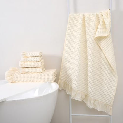 Luxury 100% Cotton Towel Set – 8 Piece Bathroom Towel Set (2 Bath Towels, 2 Hand Towels, 4 Washcloths) – Soft & Absorbent Towels for Bathroom (Milky White) - color: Milky White