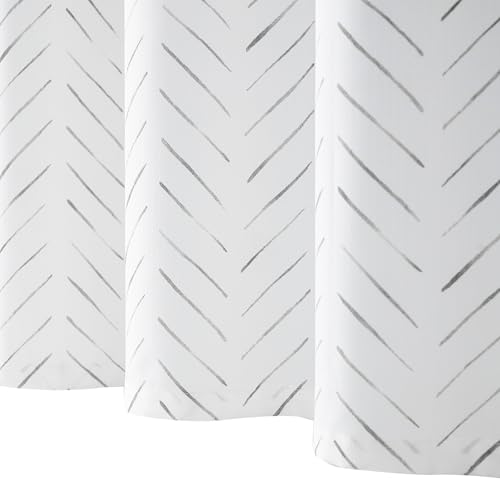 jinchan Small Stall Grey and White Shower Curtain 48x72 Inches Inky Herringbone Chevron Zig Zag Waterproof Fabric Modern Farmhouse Shower Curtains for Bathroom with 8 Hooks - color: Inky Grey, size: 48"W x 72"L (Pack of 1)
