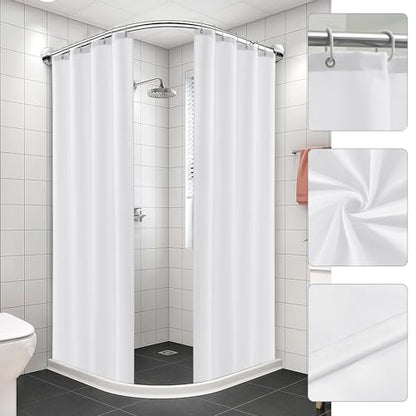 Nasitos Fabric Shower Curtain Liners with Magnets 2 Pcs 54X78 Inch White | Water Repellent & Lightweight Long Stall Size Shower Curtains for Bath Tub, RV, Camper, Machine Washable - color: White, size: 54"W x 84"L (Pack of 2)