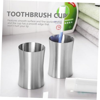Hemobllo Travel Toothbrush Cup Modern Stainless Steel Bathroom Mug Multi Functional Design for Rinsing Compact and Lightweight for Home Travel Use