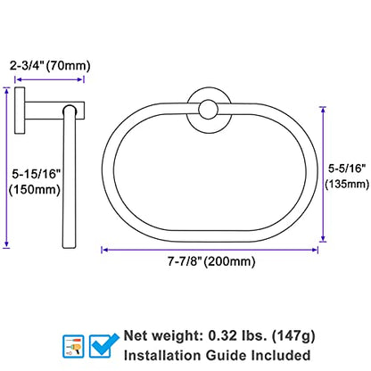 Angle Simple Bathroom Towel Ring, Swivel Hand Towel Holder, Brushed Gold | SUS304 Stainless Steel, Oval Modern Dishrag Hanger for Kitchen, Move Back & Forth, Screws Wall Mount - color: Oval - Brushed Gold