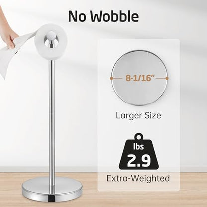 KES Freestanding Toilet Paper Holder with Weighted Base, Polished Silver | 304 Stainless Steel, Cement-Filled Base, Anti-Slip Pad, 20.2" H, Fits All Roll Sizes, Easy 1-Min Assembly - color: Polished Silver, size: 20.2" H