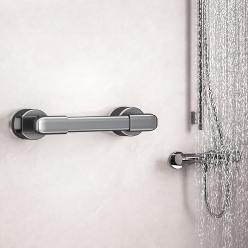 Shower Grab Bars Suction，Suction Cup Grab bar for Shower，16″Gray | Works on smooth tiles, glass, marble, acrylic flat surfaces. NOT suitable for textured walls, wallpaper and rough surfaces - color: Gray 41cm