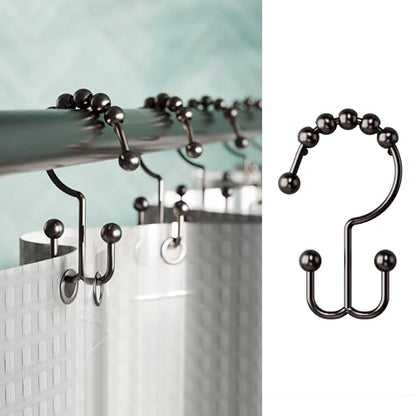 Zenna Home Metal Double Glide Shower Rings, Oil Rubbed Bronze – Set of 12 Heavy Duty, Rust-Resistant Shower Rings with Smooth Glide for Shower Curtains and Liners - color: Oil Rubbed Bronze