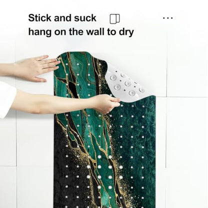 LNOND Marble Bath Tub Mat Non Slip, Extra Long 40 X 16 Inch Anti Slip Mat for Bathtub, Green Gold Marble Shower Mat with Drain Holes and Suction Cups, Machine Washable - color: Black White Gold