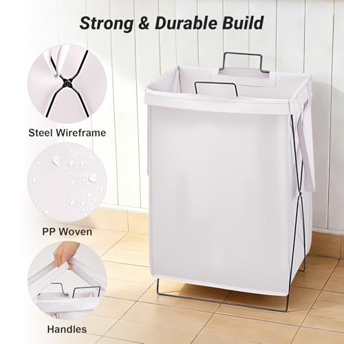 13-Gallon Slim Laundry Hamper – Collapsible Clothes Basket for Bedroom, Bathroom, Dorm & Apartment, Foldable Laundry Bin with X-Shaped Steel Support