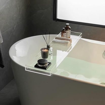 Clear Bathtub Tray AcrylicTub Rack - Bath Tub Shelf for Bathroom to Hold Book, Phone, Candle, Wine & Tablet - Waterproof Caddy Bathroom Accessories, Beelee BA0033 - color: Clear