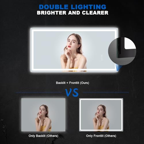 QAOYEDE 24"x45" LED Bathroom Mirrors for Wall, Bathroom Mirror with Lights - size: 45''x24''