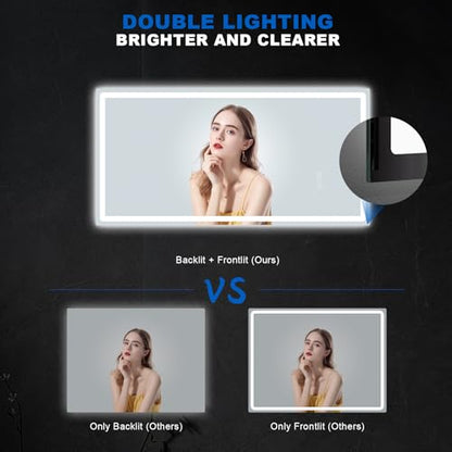 QAOYEDE 24"x45" LED Bathroom Mirrors for Wall, Bathroom Mirror with Lights - size: 45''x24''