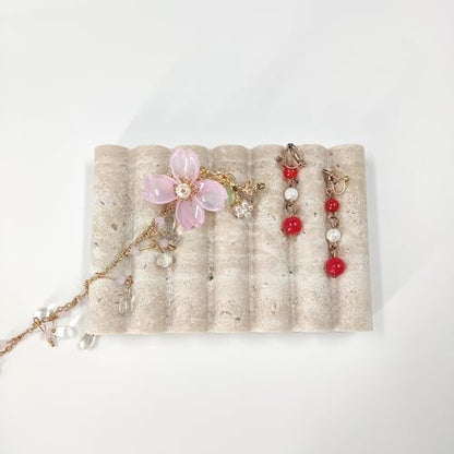 Travertine Soap Dish, Marble Self Draining Soap Holder, Sponge Holder for Bathroom, Sink, Kitchen, Jewelry Ring Dish (Beige), MSD100