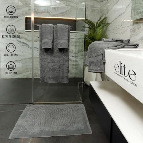 ELITE Emporium Home Collection 8-Piece Cotton Bath Towel Set - Ultra Soft, 550 GSM, Quick-Dry - Bath Sheet, Bath Towels, Hand Towels, Washcloths, Bath Mat - Luxury Bathroom Towel Set (Charcoal Grey) - color: Charcoal Grey