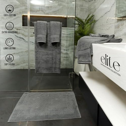 ELITE Emporium Home Collection 8-Piece Cotton Bath Towel Set - Ultra Soft, 550 GSM, Quick-Dry - Bath Sheet, Bath Towels, Hand Towels, Washcloths, Bath Mat - Luxury Bathroom Towel Set (Charcoal Grey) - color: Charcoal Grey
