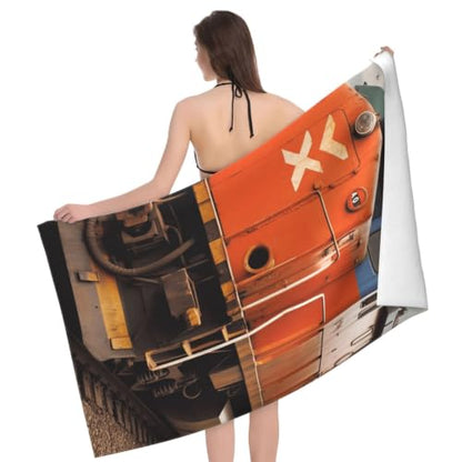 Train Bath Towel Super Absorbent Beach Towels Microfiber Bathroom Towel 32 x 52 Inch - color: Train