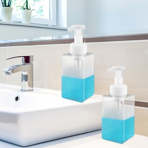 3 Pack Foaming Soap Dispenser Empty Plastic Foam Pump Bottle Refillable Foam Soap Bottle Dispenser for Shampoo Liquid Soap Face Wash (Clear, 450ml/15oz) - color: Clear, size: 450 ml