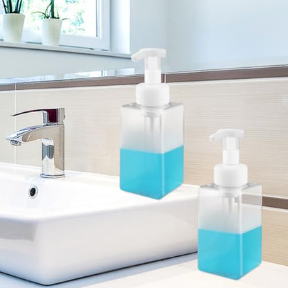 3 Pack Foaming Soap Dispenser Empty Plastic Foam Pump Bottle Refillable Foam Soap Bottle Dispenser for Shampoo Liquid Soap Face Wash (Clear, 450ml/15oz) - color: Clear, size: 450 ml