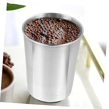 Stainless Steel Tumbler Cup Multipurpose Drinking Glass for Water Juice and Beverages Elegant Silver Design for Bathroom and Home Use - size: 8.50X6.00X6.00CM