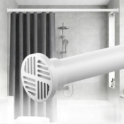 No-Twist Shower Curtain Rod by EZFurni, 42–82 Inch Heavy Duty Tension Rod with Lock-In Stability, No Drill, Spring-Loaded Non-Slip Secure Hold for Bathroom, Window, Closet, 1.26" Diameter, White - color: White, size: 42-82 Inches