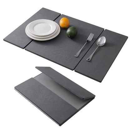 Foldable Stone Dish Drying Mat for Kitchen Counter, Diatomaceous Earth Drying Mat with Non-Slip Backing, Heat Resistant Multifunctional Mat for Kitchen & Bathroom, Instant water absorption-(24"×16") - color: Dark Gray1