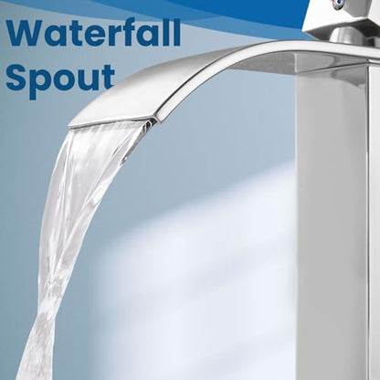 Airuida Vessel Sink Faucet,Chrome Polish Tall Waterfall Bathroom Faucet | Single Handle,Tall Bathroom Faucet 1 Hole,Vanity Faucet,without Drain,Bowl Bathroom Faucet - color: Chrome Polish