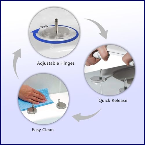 Soft Close Toilet Seat - White, Quick Release for Easy Cleaning, Comfortable & - size: 34.5*43cm