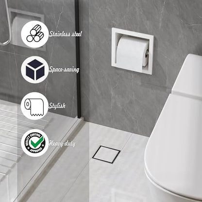 Neodrain White 304 Stainless Steel Recessed in Wall Toilet Paper Holder | Rustproof,Durable construction, Space-saving, Built-in Wall toilet paper Holder for Bathroom & RV - color: White, size: 6X6In