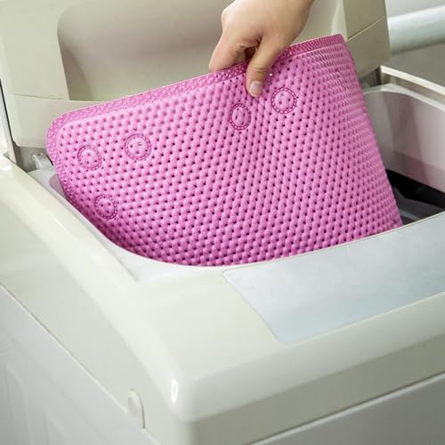 Bathtub Mat Non Slip 36” X 17” Pink Shower Mat Soft Foam Bath Mats for Bathroom Tub, Bathtub Mat with Drain Holes, Suction Cups, Shower Mat Non Slip - color: Pink