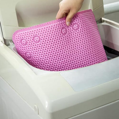 Bathtub Mat Non Slip 36” X 17” Pink Shower Mat Soft Foam Bath Mats for Bathroom Tub, Bathtub Mat with Drain Holes, Suction Cups, Shower Mat Non Slip - color: Pink