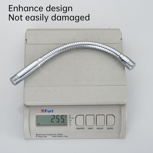 Joyrain Shower Arm Extension with Flange Base, 304 Stainless Steel Extension Pipe, Adjustable Flexible Shower Arm (Brushed stainless teel, 12-Inch Adjustable Flexible Shower Arm) - color: Adjustable Shower Arm(0.75 lbs hose load), size: Brushed stainless