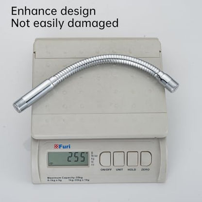 Joyrain Shower Arm Extension with Flange Base, 304 Stainless Steel Extension Pipe, Adjustable Flexible Shower Arm (Brushed stainless teel, 12-Inch Adjustable Flexible Shower Arm) - color: Adjustable Shower Arm(0.75 lbs hose load), size: Brushed stainless