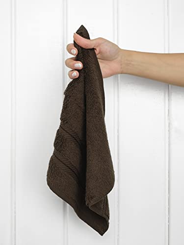 American Soft Linen 100% Cotton Luxury Turkish Towels, 4 PC Washcloth Set | Soft Absorbent Quick Dry OEKO Tex Standard 100 Certificated Durable Machine Washable Premium Hotel Quality - color: Chocolate Brown, size: 13"x13"