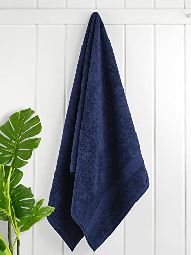 Cotton Paradise 100% Cotton Turkish Towel Set, Soft Absorbent Quick Dry, 4 Piece Bath Towel Set, Navy Blue - color: Navy Blue, size: 27"x54"