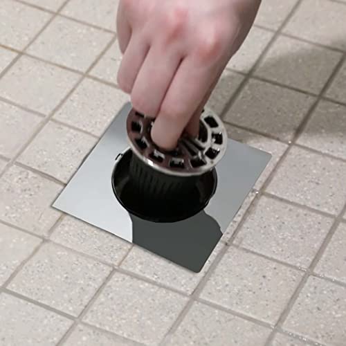Danco Square Shower Drain Hair Catcher for Stand-Alone Shower Drain, 4-1/4 in. Shower Drain Cover, Shower Drain Protector, Chrome (11015)