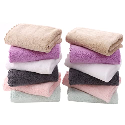 TENSTARS 12 Pack Premium Washcloths Set - Quick Drying- Soft Microfiber Coral Velvet Highly Absorbent Wash Clothes - Multipurpose Use as Bath, Spa, Facial, Fingertip Towel (Multicolored) - color: Multicolored, size: 12 Piece Washcloths