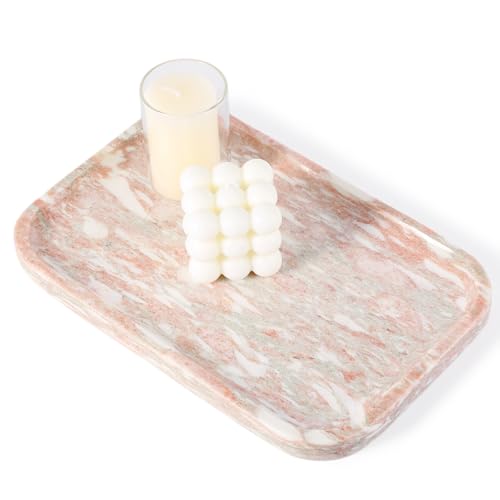 Karibiber Marble Vanity Tray, Marble Bathroom Tray Countertop, Decorative Tray for Dresser, Rosso Red Stone Serving Trays for Kitchen, Perfume, Jewelry Candle Holder, Catch All - color: Norway-rosso Red