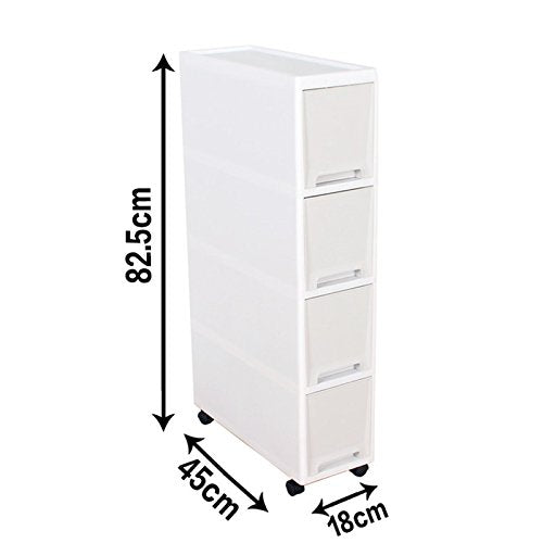 Narrow Slim Rolling Storage Cart and Organizer, 7.1 inches Kitchen Storage Cabinet Beside Fridge Small Plastic Rolling Shelf with Drawers for Bathroom