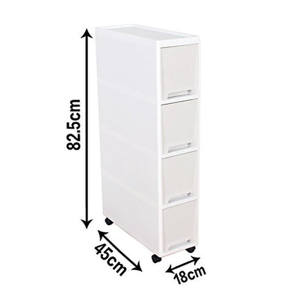 Narrow Slim Rolling Storage Cart and Organizer, 7.1 inches Kitchen Storage Cabinet Beside Fridge Small Plastic Rolling Shelf with Drawers for Bathroom