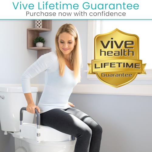 Vive Raised Toilet Seat - 5" Portable, Elevated Toilet Seat Riser | Extender - Elongated and Standard Fit Commode Lifter - Bathroom Safety Extender Assists Disabled, Elderly, Seniors - style: Universal Size w/ Handles