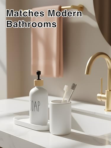 Diatomite Toothbrush Holder with Tray Set – Quick Dry Water Absorbent Stone Bathroom Counter Organizer – Minimalist Diatomaceous Earth Toothbrush Cup&Vanity Tray for Sink, Toothpaste & Accessories - size: Large Set