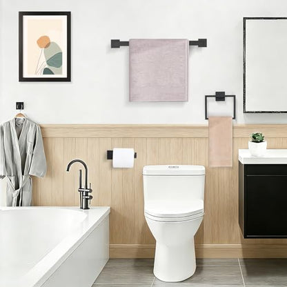 TURS 5-Piece Bathroom Hardware Set Matte Black Towel Bar Set Bath Towel Holder Sets SUS 304 Stainless Steel Wall Mounted Towel Rack Sets for Bathroom. - color: Matte Black, size: Set D