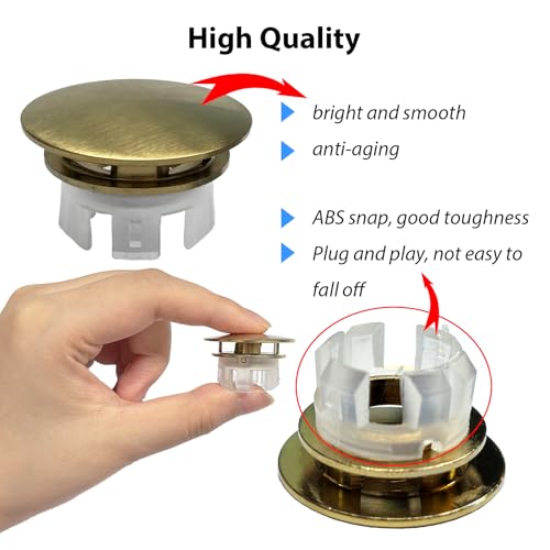 2 Pcs Sink Overflow Covers,2-Layer Sink Copper Over Flow Rings,Bathroom Basin Insert in Hole Round Caps Replacement Dual Layer Overflow Cover Rings for Sink,Bathroom,Kitchen(Gold) - color: Gold