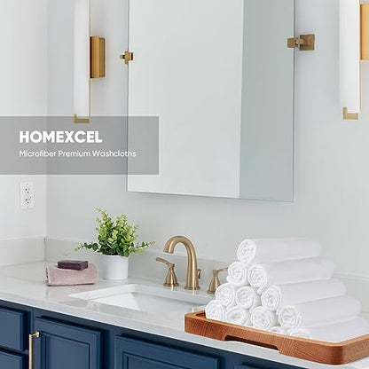 HOMEXCEL Microfiber Washcloths 12 Pack, Highly Absorbent and Soft Face Towel, Multi-Purpose White Wash Cloths for Bathroom, Hotel, Spa, Gym, and Kitchen, 12x12 Inch - color: White