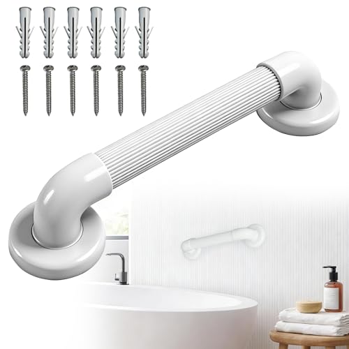 Shower Grab Bar for Wall: 12” ABS Safety Bars for Seniors, Wall Mount Bath tub Handles with Screws & Anchors, Bathroom Support Rails for Pregnant Women & Handicap Users, Toilet & Bathtub Assistance