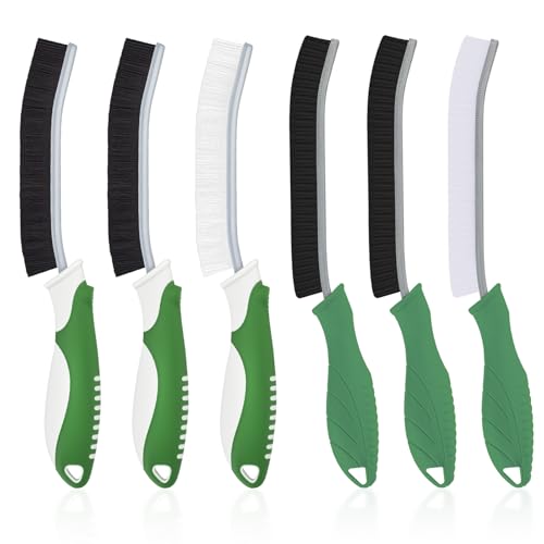 TQRR 6Pcs Hard Bristle Crevice Cleaning Brushes -Grout Scrub Brush | Window Groove Brushes, House Cleaning Supplies, Gap Cleaning Tools for Bathroom, Kitchen, Toilet, Tile, Sink, Home (6, Green)
