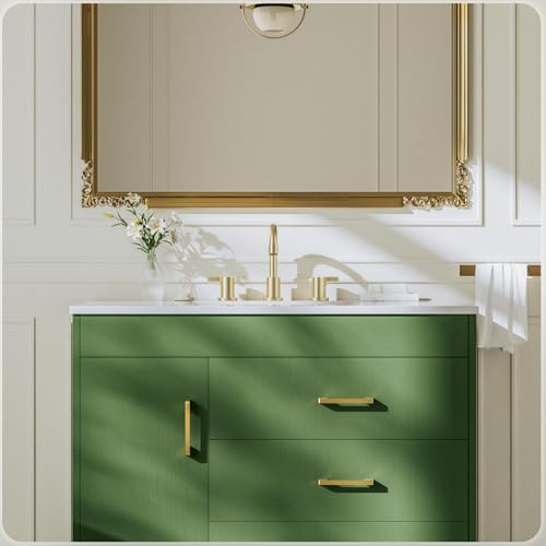 Brushed Gold 3 Hole 8 Inch Widespread Bathroom Sink Faucet, Bathroom Faucet Set with Metal Pop UP Drain and Valve, WF15-1-BG - color: Brushed Gold