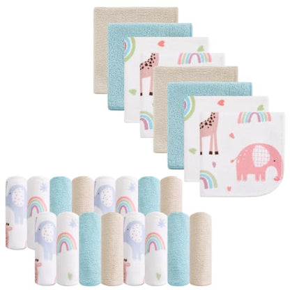 Baby Washcloths, 24Pack Baby Wash Cloths Extra Soft & Ultra Absorbent, Baby Towels and Washcloths Face Towels for Unisex Boys Girls Body, Washclothes Gentle on Sensitive Skin, 9x9 Elephants & Giraffes - color: Elephants & Giraffes