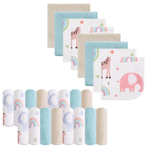 Baby Washcloths, 24Pack Baby Wash Cloths Extra Soft & Ultra Absorbent, Baby Towels and Washcloths Face Towels for Unisex Boys Girls Body, Washclothes Gentle on Sensitive Skin, 9x9 Elephants & Giraffes - color: Elephants & Giraffes
