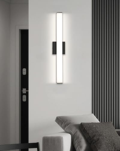 24" LED Square Vanity Light, 14W 4000K Dimmable, Brushed Nickel | Wall Bar Light, Rust & Moisture Resistant, Natural White light, Energy-saving, moisture-proof, Dresser Bathroom over Mirror - color: Matte Black, size: 24inch 4000K Dimmable