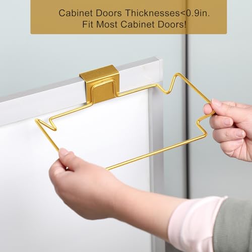Large Stainless Steel Trash Bag Holder for Kitchen Cabinets Doors and Cupboards, Gold - color: Gold