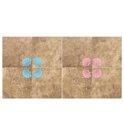 12 Pcs Blue and Pink Bathtub Stickers Non Slip | Shell Shaped, Safety Shower Treads, Adhesive, For Bathroom Bathtub & Shower Floor - color: Blue and Pink